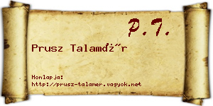 Prusz Talamér névjegykártya